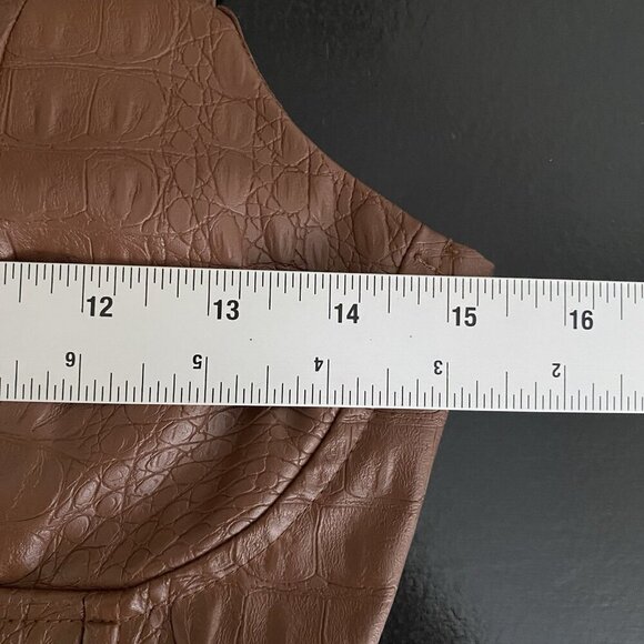 Urban Outfitters OLM Faux Leather Bustier Crop Top M Brown Croc Smocked Corset - Picture 10 of 12